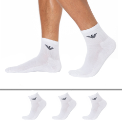 Emporio Armani 3-Pack Sporty Sponge Ankle Socks - White