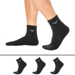 Lot de 3 Paires de Socquettes Sporty Sponge Noires Emporio Armani