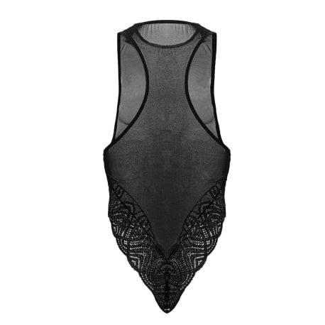CandyMan Lace Mesh Bodysuit - Black