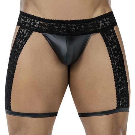 CUT4MEN R4VAGE Lacey Garter Thong - Black