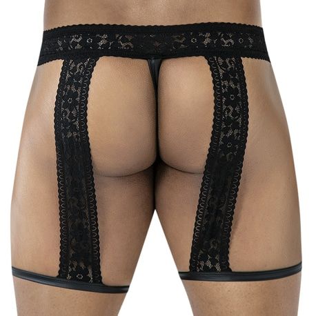 CUT4MEN R4VAGE Lacey Garter Thong - Black