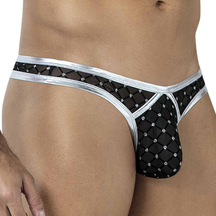 CUT4MEN R4VAGE Support Thong - Black - Silver