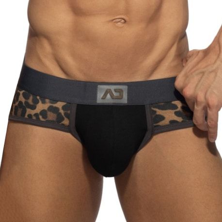 Addicted Leopard Panels Briefs - Black