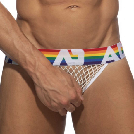 Addicted Rainbow Net Jock - White