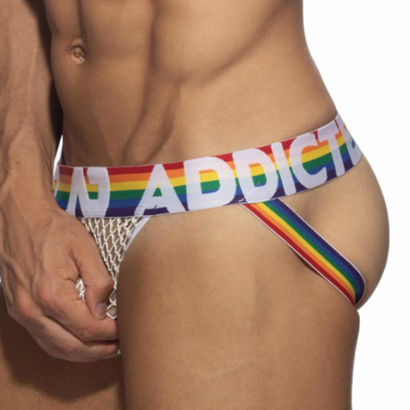 Addicted Rainbow Net Jock - White