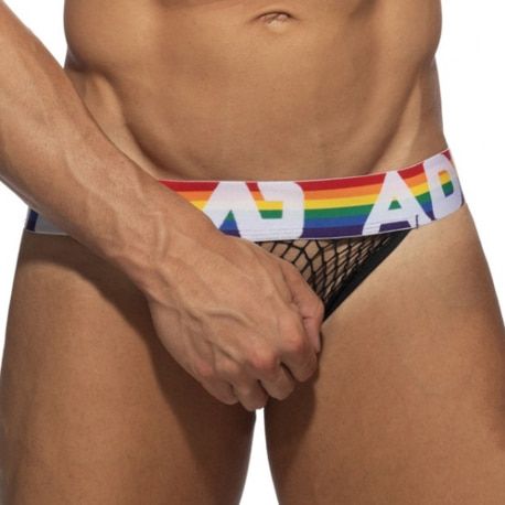 Addicted Rainbow Net Jock - Black