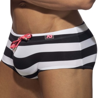 Sailor Swim Trunks - Black - White Addicted