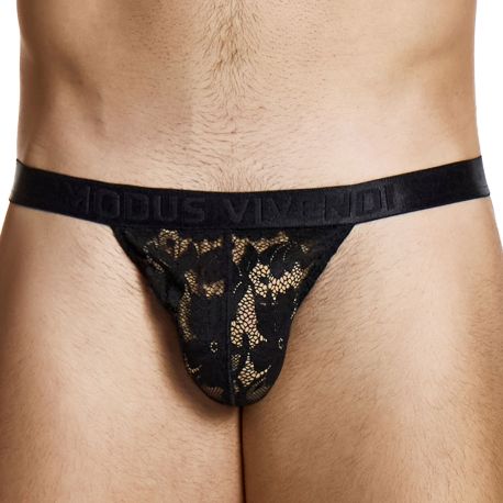 Modus Vivendi String Dentelle Florale Noir