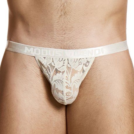 Modus Vivendi String Dentelle Florale Ivoire