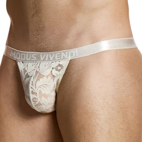 Modus Vivendi String Dentelle Florale Ivoire