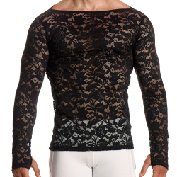 Modus Vivendi Floral Lace Long Sleeves T-Shirt - Black
