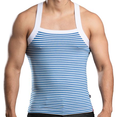Andrew Christian Miami Cabana Boy Tank Top - White - Blue