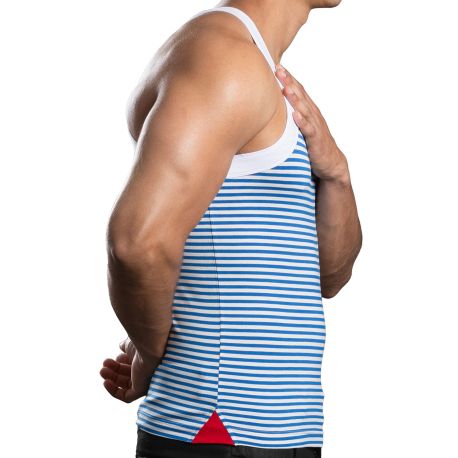 Andrew Christian Miami Cabana Boy Tank Top - White - Blue
