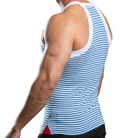 Andrew Christian Miami Cabana Boy Tank Top - White - Blue