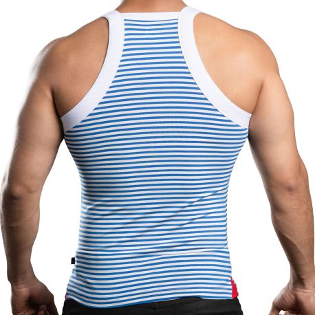 Andrew Christian Miami Cabana Boy Tank Top - White - Blue