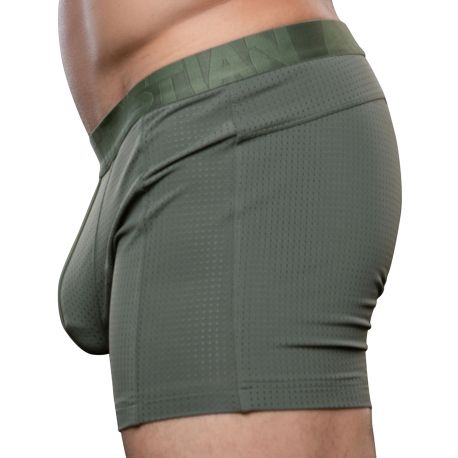 Andrew Christian Boxer Gym Breeze Mesh Olive