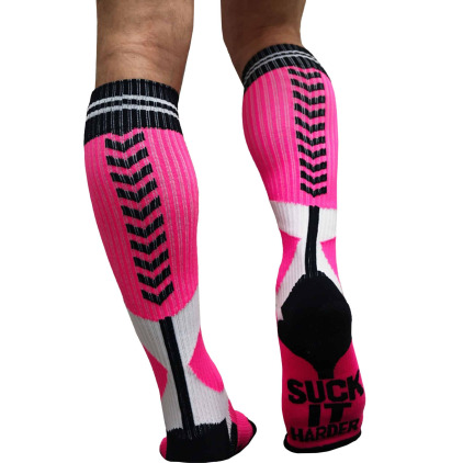 Chaussettes Hautes Sucker Rose Fluo Breedwell