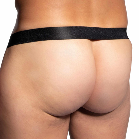Manstore M2485 Bungee Pouch Backless Thong - Black