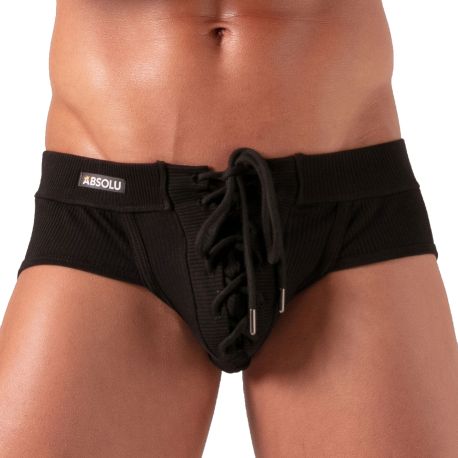 Absolu Male Slip à Lacet Noir