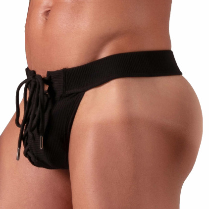 Absolu Male Lace-Up Thong - Black