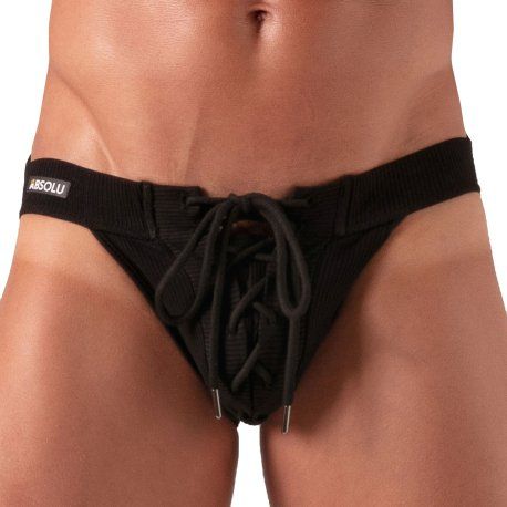 Absolu Male Jock Strap à Lacet Noir