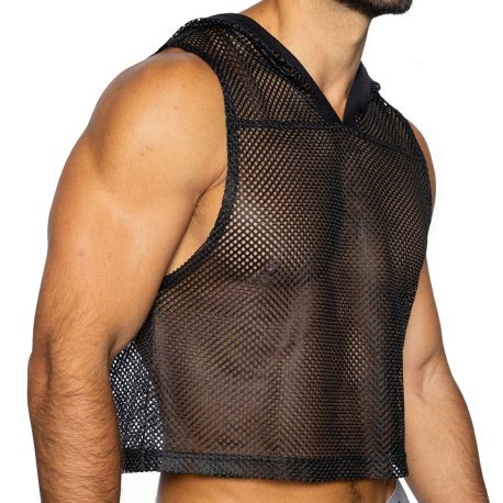 Bike Practice Hooded Sleeveless Crop Top - Black