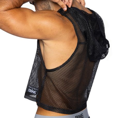 Bike Practice Hooded Sleeveless Crop Top - Black