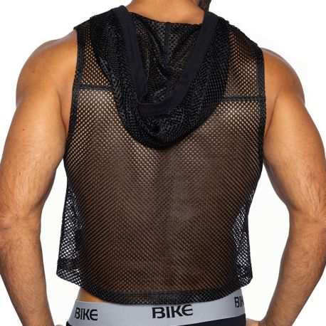 Bike Practice Hooded Sleeveless Crop Top - Black