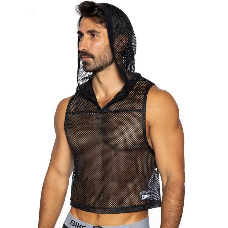 Bike Practice Hooded Sleeveless Crop Top - Black