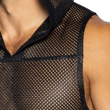 Bike Practice Hooded Sleeveless Crop Top - Black
