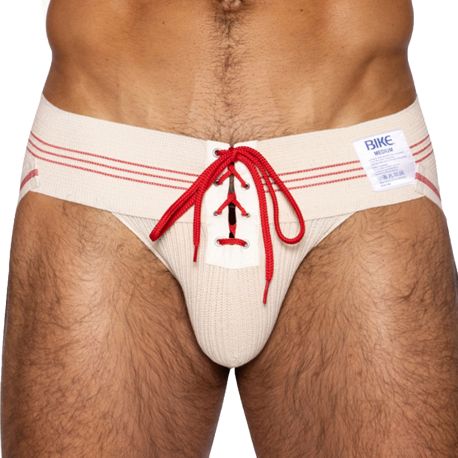 Bike Jock Strap Vintage Lace-Up Crème