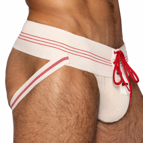 Bike Vintage Lace-Up Jockstrap - Cream