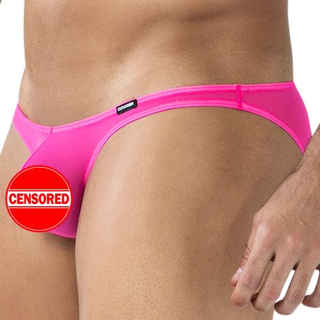 CUT4MEN SP4NDEX GLOW Mesh Bikini Bulge Briefs - Hot Pink