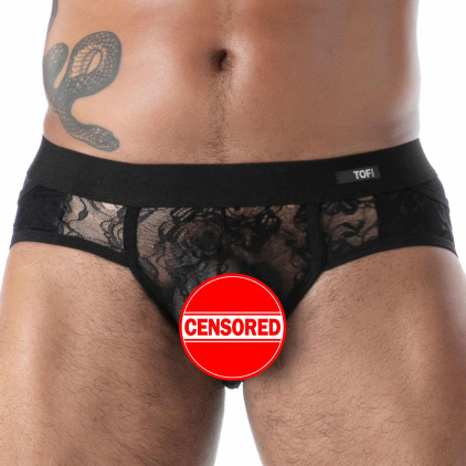 Slip à Poches en Dentelle Fluide Noir TOF Paris