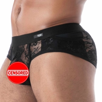 Slip à Poches en Dentelle Fluide Noir TOF Paris