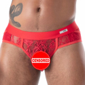 Slip à Poches en Dentelle Fluide Rouge TOF Paris