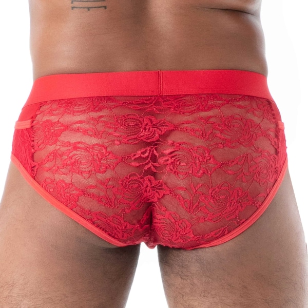 TOF Paris Fluid Lace Pocket Briefs - Red