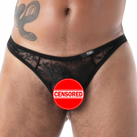 TOF Paris Fluid Lace Thong - Black