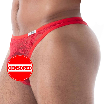String en Dentelle Fluide Rouge TOF Paris