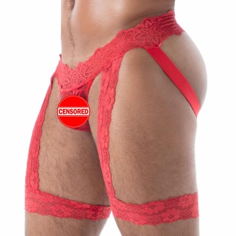 Jock Chaps en Dentelle Fluide Rouge TOF Paris
