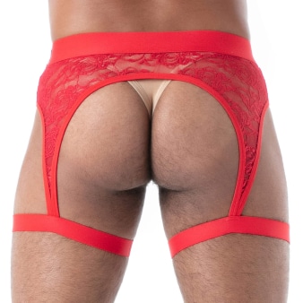 Porte-Jarretelles en Dentelle Fluide Rouge TOF Paris