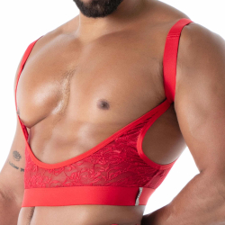 Porte-Jarretelles en Dentelle Fluide Rouge TOF Paris