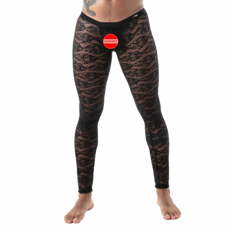 TOF Paris Fluid Lace Open Leggings - Black