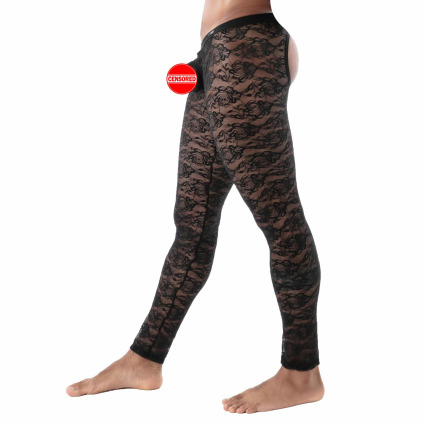 Legging Ouvert en Dentelle Fluide Noir TOF Paris