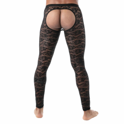 Legging Ouvert en Dentelle Fluide Noir TOF Paris