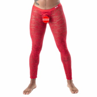 Legging Ouvert en Dentelle Fluide Rouge TOF Paris