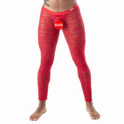 Legging Ouvert en Dentelle Fluide Rouge TOF Paris