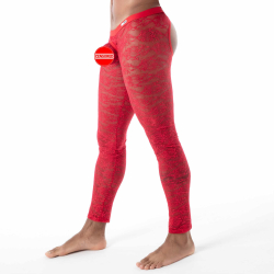 Legging Ouvert en Dentelle Fluide Rouge TOF Paris