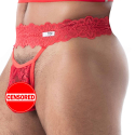 String Ultra en Dentelle Fluide Rouge TOF Paris