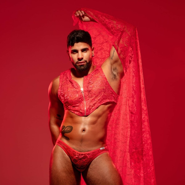TOF Paris Fluid Lace Mini Briefs - Red